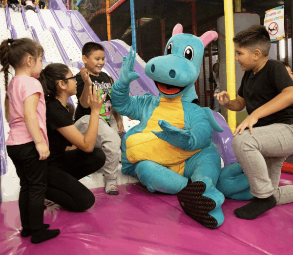 Kids with Dragon Mascot