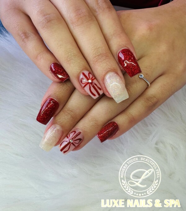 Red & White Holiday Nails