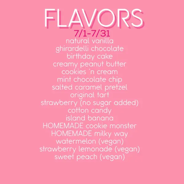 July Flavor Listing