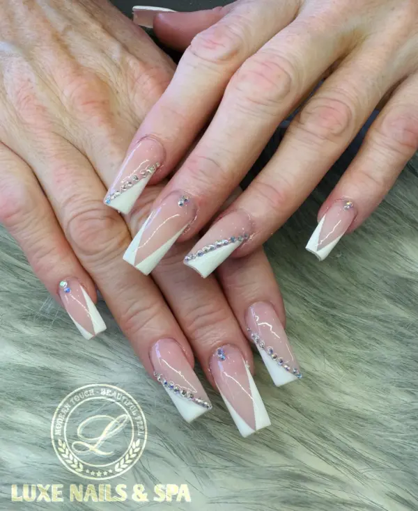 White & Rhinestones